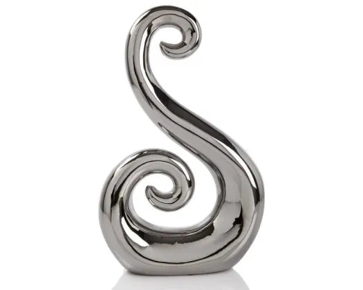 Ceramic Koru Figure 8 Silver - 30CM - Urban Lush NZ