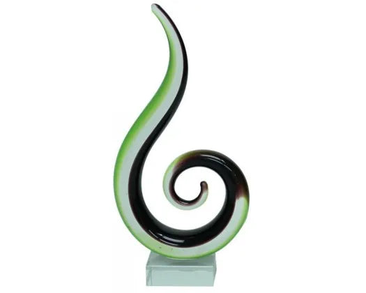 Glass Hook Koru Dark Green and Black - 24CM