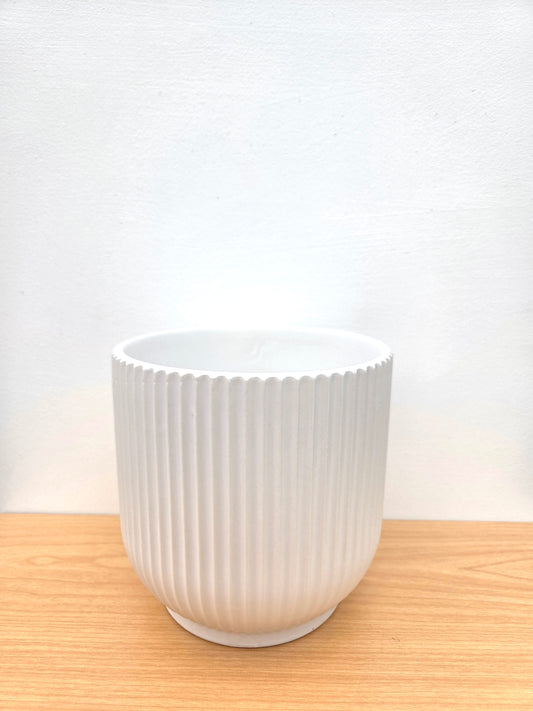 Maya Ribbed Ceramic Pot 14CM - White