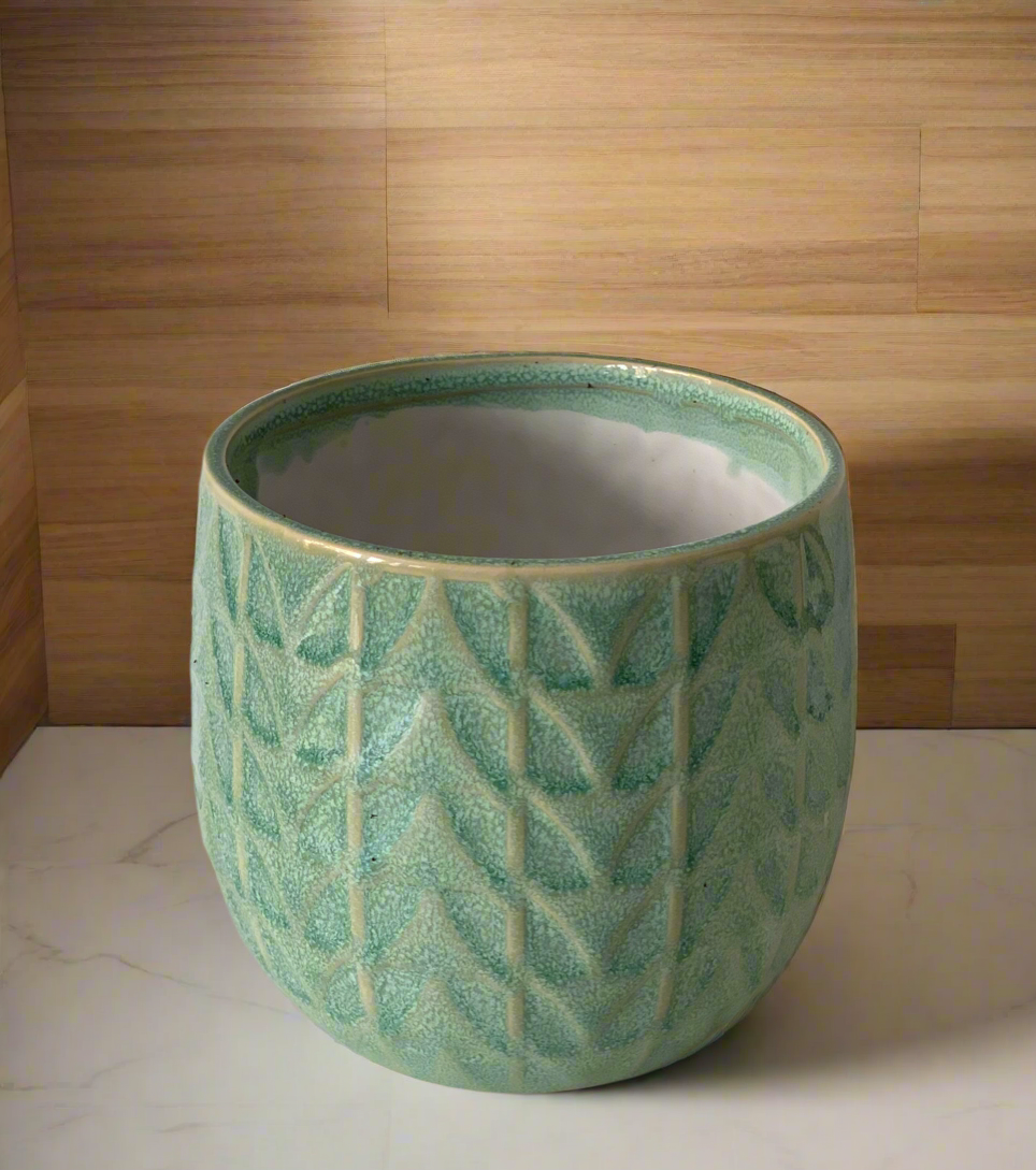 Light Blue/Green Stone Pot 12cm