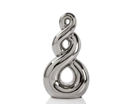 Ceramic Koru Eternal Knot Silver - 23CM