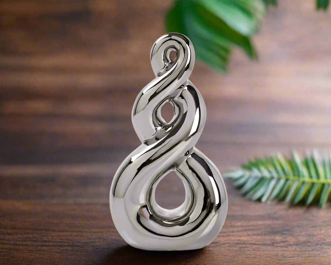 Ceramic Koru Eternal Knot Silver - 23CM