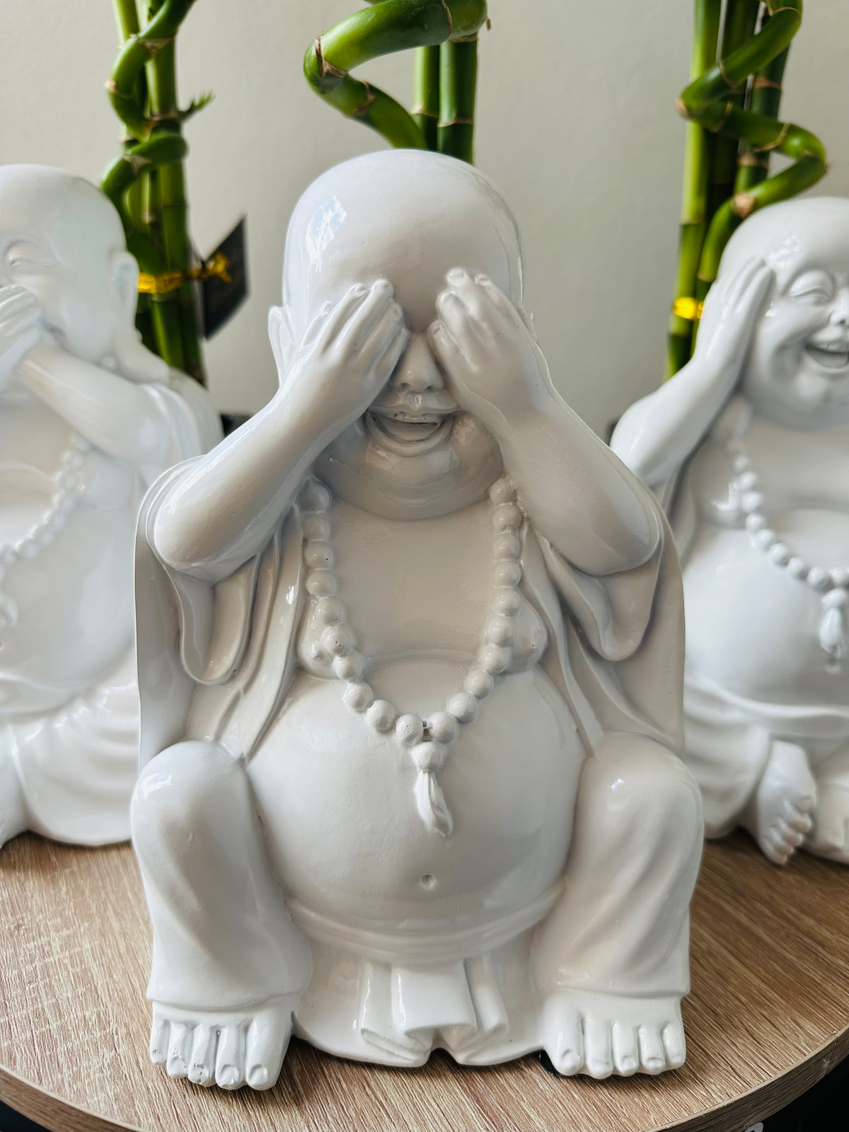 Buddha See / Hear / Speak NO Evil White 3 x Assorted 22.9CM