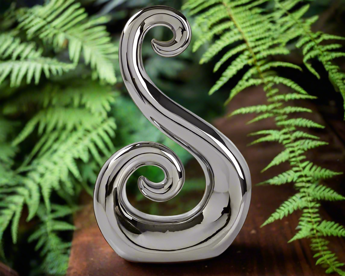 Ceramic Koru Figure 8 Silver - 30CM