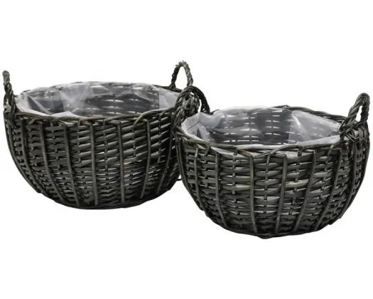 Harlow Woven Lined Basket - Black 30-34cm