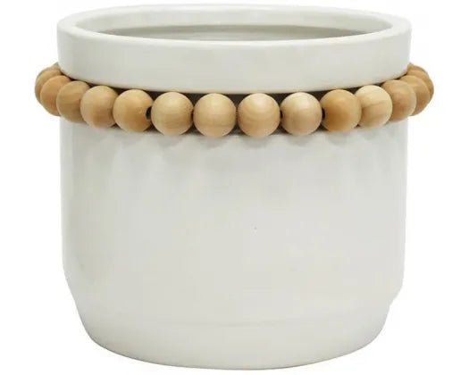 Adorn Ceramic Planter Wooden Beads